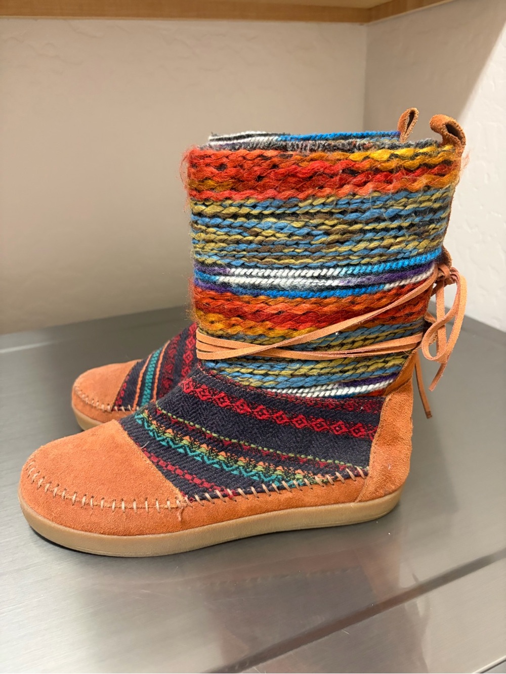 Multi-Color Knit Suede Women's Ankle Boots - Toms